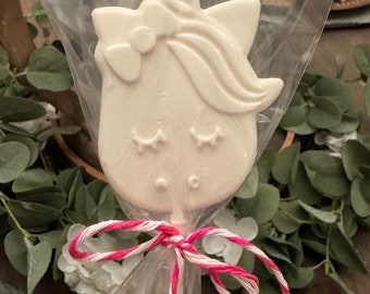 One dozen solid chocolate unicorn lollipops