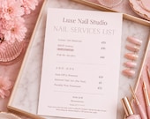 Nail Salon Price List Template Canva, Modern Beauty Services Menu, Editable Manicure Pricing Flyer, Pink Luxe Nail Artist Branding