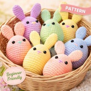 Mönster för virkad påskhareägg i PDF-format | Amigurumi för nybörjare, enkel handledning för plyschleksaker | Direkt nedladdning