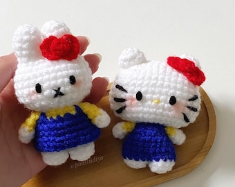 Classic Kitty Crochet Keychain, Miffy plush , Handmade Plushie Doll, Cute Bag Charm Accessories, Personalised Gift for Cat Mum,