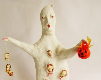 Nostalgic Folk Art, Carol Roll, paper mache Halloween ghost