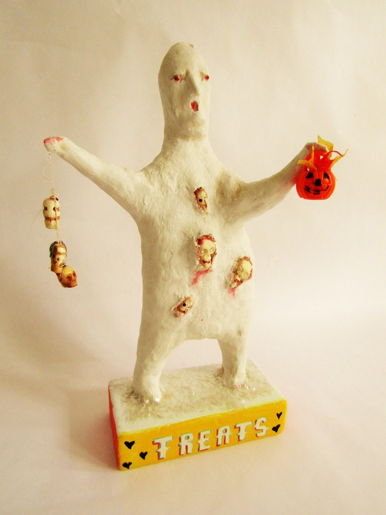 Nostalgic Folk Art, Carol Roll, paper mache Halloween ghost image 9