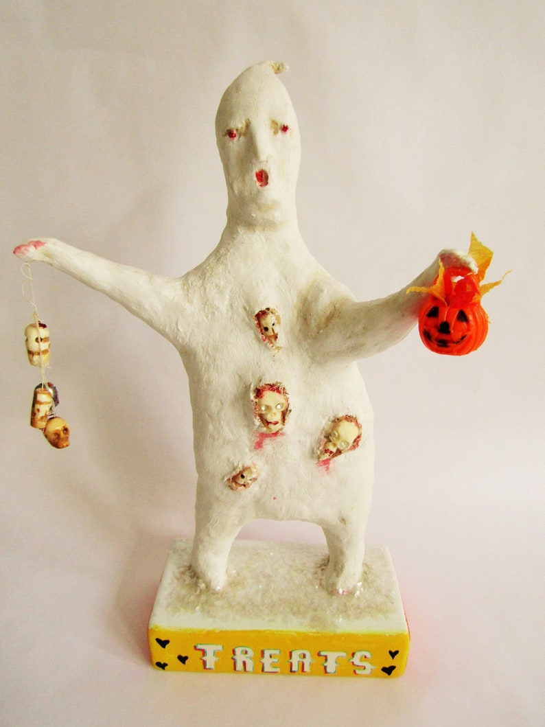 Nostalgic Folk Art, Carol Roll, paper mache Halloween ghost image 1