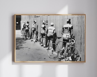 Bicycle Cyclist Poster, Bicycle Vintage Sports Black and White Wall Art Decor, Vintage Print, Photography Poster
