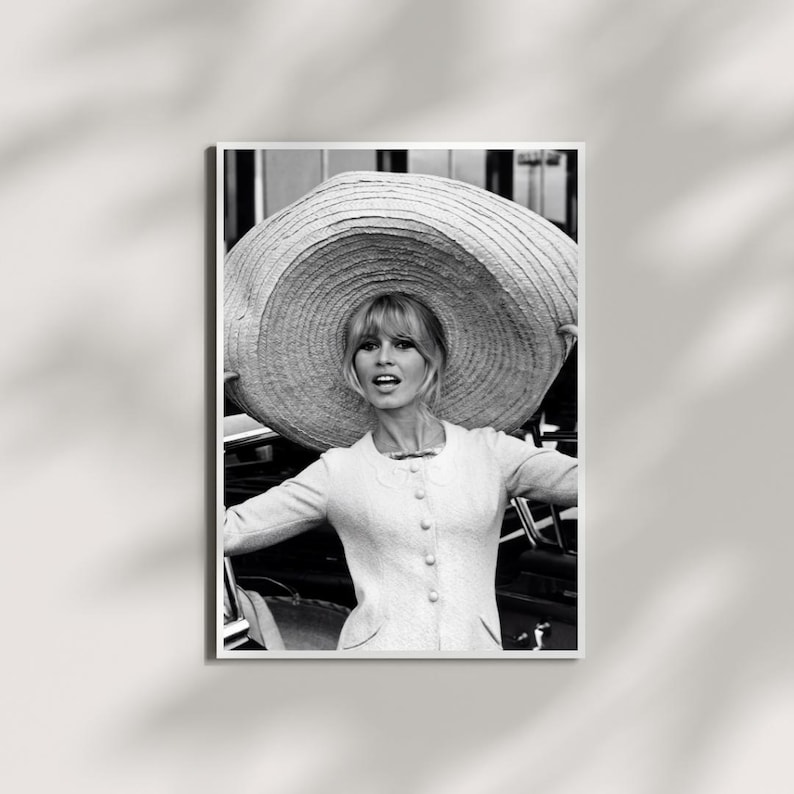 Brigitte Bardot Poster, Hollywood Schwarzweiß Wandkunst, Vintage Print, Fotografie Drucke, Leinwand Poster Bild 1