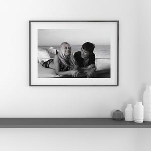 Brigitte Bardot and Alain Delon Poster, Hollywood Black and White Wall Art, Vintage Art, Photography Poster, Black and White Couple Photo image 3
