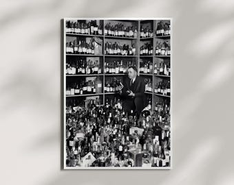 Amerikanisches Prohibitionsplakat 1920er Jahre, Vintage-Schwarzweißfoto, Barwagen-Wandkunst, Cocktail-Dekor, Spirituosenplakat, musealer Qualitätsdruck