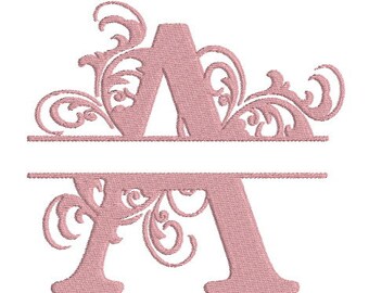 Embroidery design machine font alphabet A letter monogram old instant download