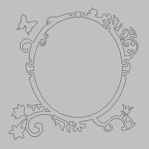 Instant download Frame redwork butterfly embroidery design