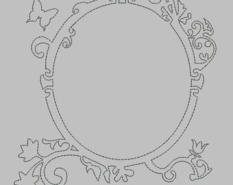 Instant download Frame redwork butterfly embroidery design