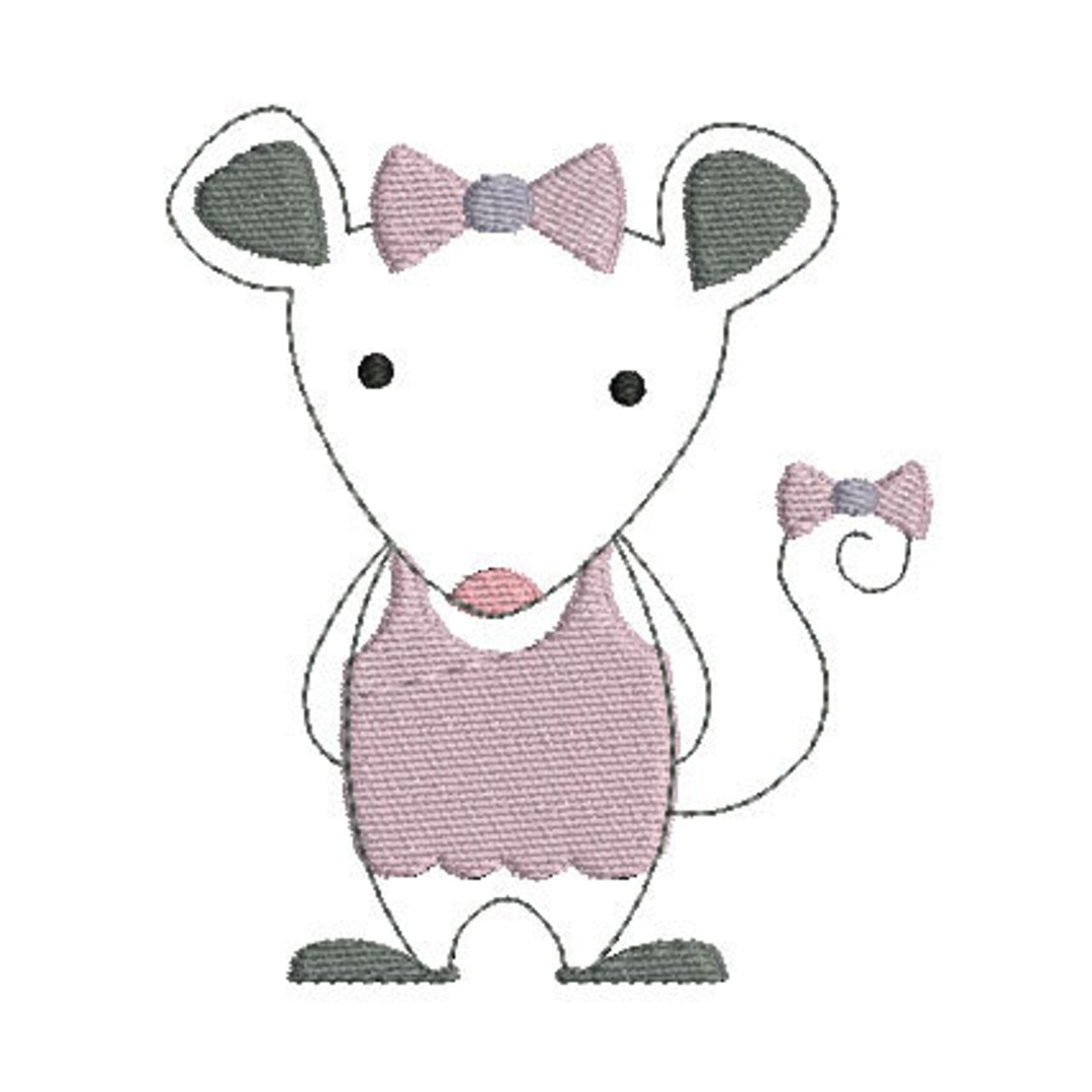 Embroidered Mouse Instant Download Embroidery Design Mouse Animal - Etsy