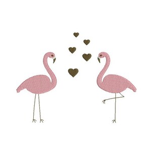 Embroidery design machine Couple of pink flamingo valentine&#39;s day instant download