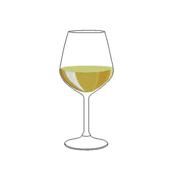 motif de broderie machine verre de vin blanc.