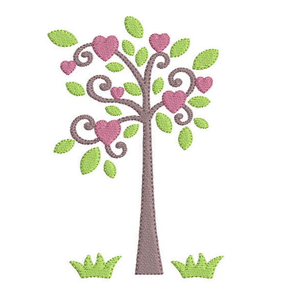 Instant download tree hearts embroidery design download