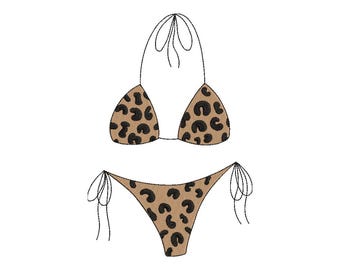 Machine Embroidery Design Leopard Print Bikini Beach