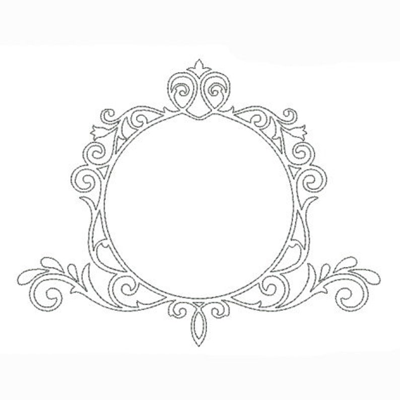 Jesse C. Mault design machine redwork round frame vintage scroll  etsy