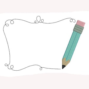 Embroidery design machine frame colored pencil instant download