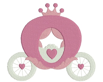 Instant download princess carriage machine embroidery design