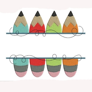 Embroidery design machine frame colored pencil instant download
