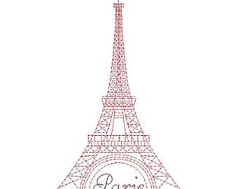 Instant download embroidery design Eiffel Tower Paris