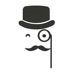 Scarica subito il disegno del ricamo per baffi, cappelli e occhiali, applicazione a macchina
