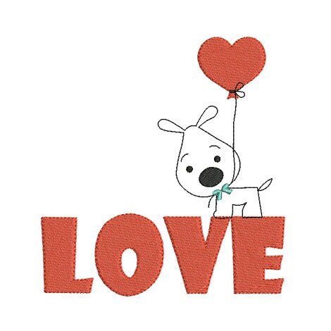 Instant download valentines day heart dog embroidery design machine