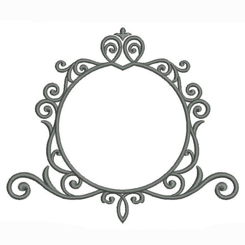 Embroidery Design Machine Round Frame Vintage Scroll Instant Etsy UK