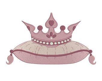 Instant download crown princess pillow embroidery design machine