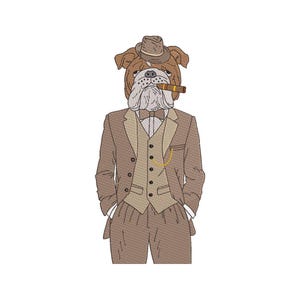 Machine Embroidery Design Elegant English Bulldog dog