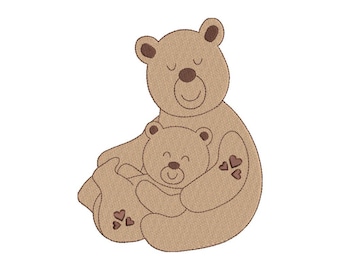 Machine Embroidery Design – Mama and Baby Bear