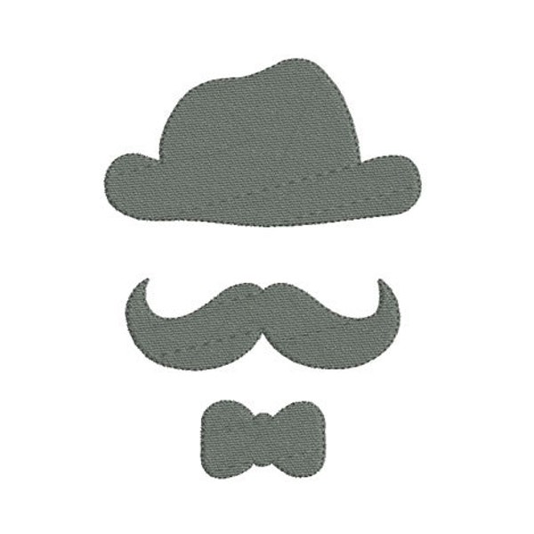 motif de broderie machine moustache chapeau