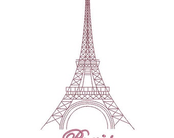 Instant download embroidery design Eiffel Tower Paris