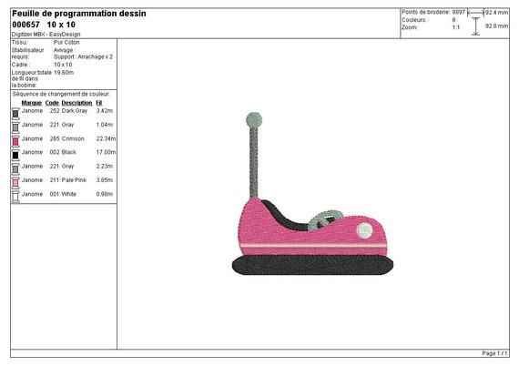 Motif De Broderie Machine Auto Tamponneuse En Téléchargement Immédiat