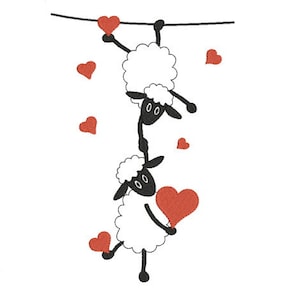 Instant download valentines day heart sheep embroidery design machine