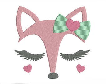 Embroidery design machine fox instant download