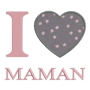 Ich liebe Mama Mama Herz Stickdatei I love Mom Mama Herz Stickdatei