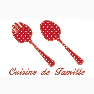 Embroidery design machine applique fork and spoon salad servers instant download