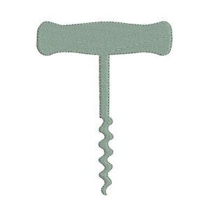 May include: A green metal corkscrew with a T-shaped handle.