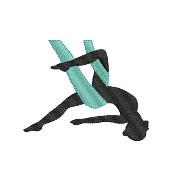 Motif de broderie machine silhouette acrobate danseuse tissu aérien.