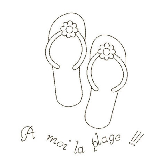 Embroidery Design Machine Redwork Tong Beach Shoes Instant Etsy