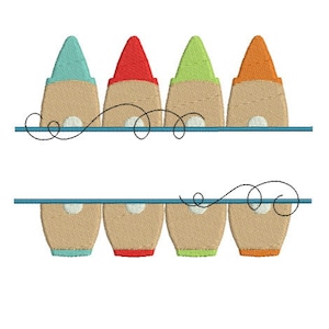 Embroidery design machine frame colored pencil instant download