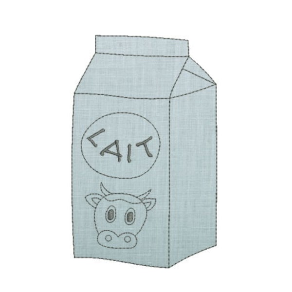 Motif de broderie machine appliqué brique de lait de vache téléchargement immédiat