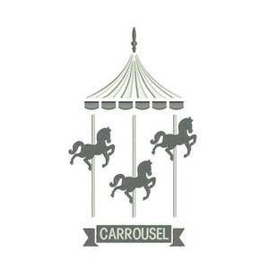 Embroidery design machine vintage Children carousel horse instant download.