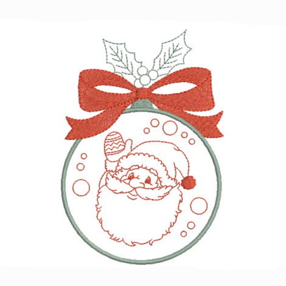 Instant Download Santa Claus In A Christmas Ball Embroidery Etsy