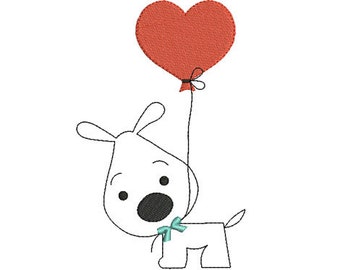 Instant download valentines day heart dog embroidery design machine