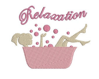 Instant download woman relaxing in the bath embroidery design download