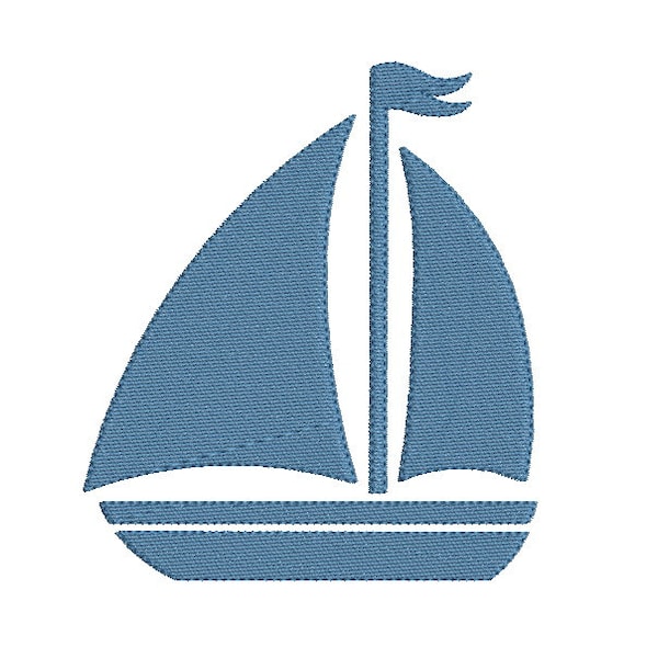 Motif de broderie machine silhouette bateau à voiles en téléchargement immédiat.