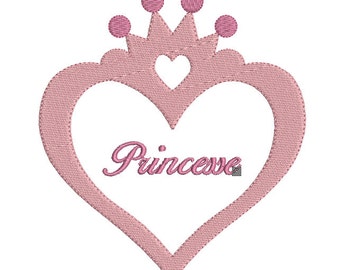Instant download machine embroidery design frame heart princess