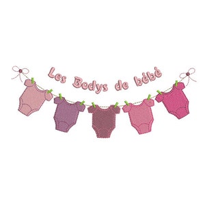 Instant download laundry clothesline baby body embroidery design machine