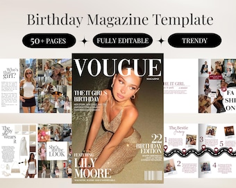Birthday Magazine Template | Personalized Birthday Gift For Best Friend | Editable Canva Template | Bestie Sister Gift | Keepsake